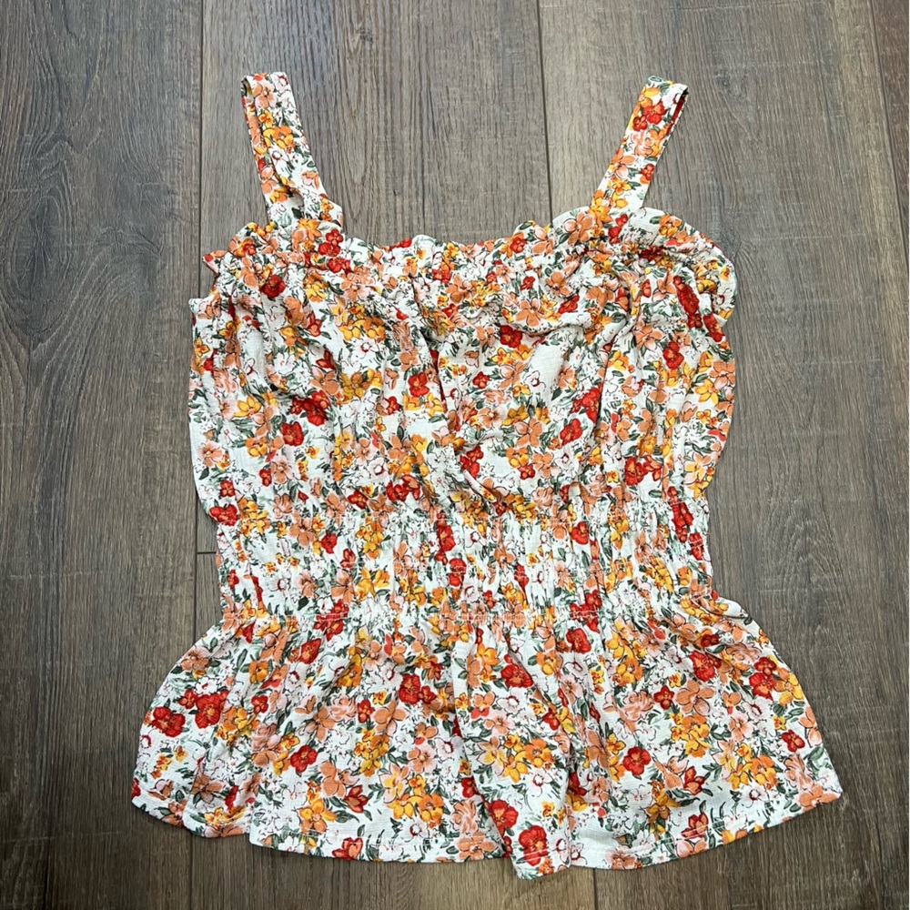 Parallel skies floral peplum tank